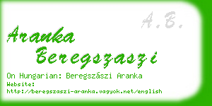 aranka beregszaszi business card